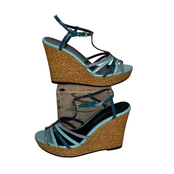 Christian Siriano Shoes - Chrisitan Siriano Blue Strappy Wedge Heels